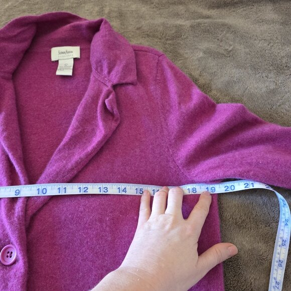 Neiman Marcus 100% Cashmere Blazer Sweater Jacket Women’s L Purple Magenta - Picture 11 of 14